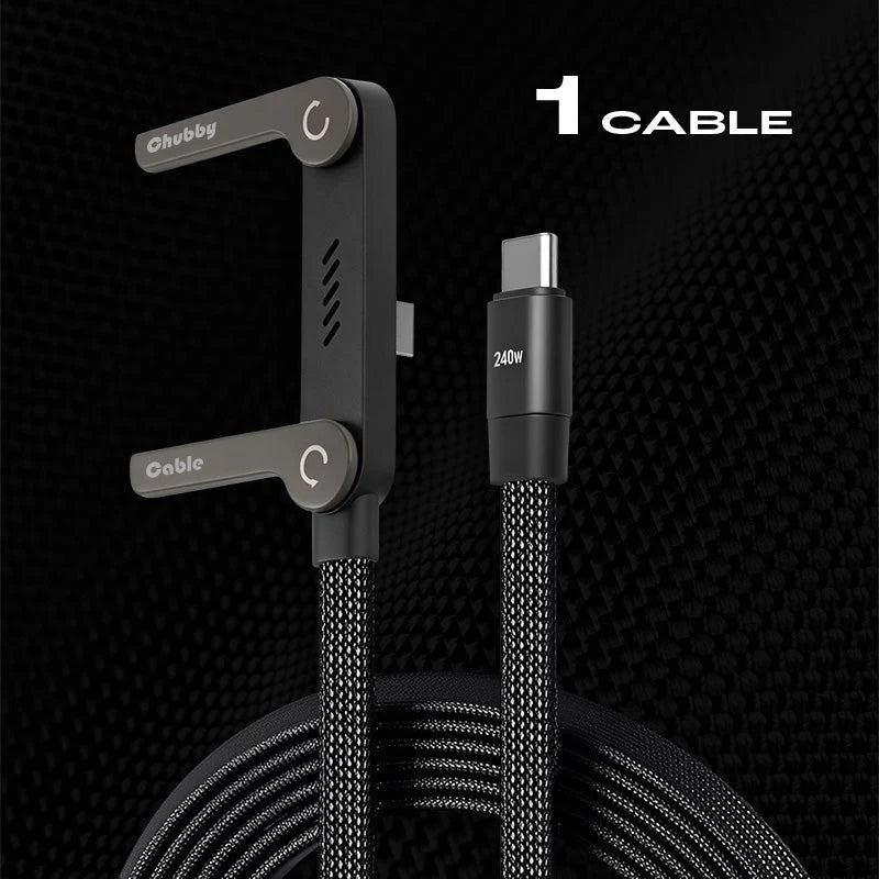 Cable de carga rápida de 240 W con soporte ajustable para teléfono.